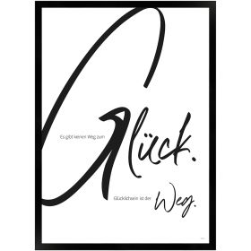 Glücklichsein ist der Weg | Poster mit Holzrahmen